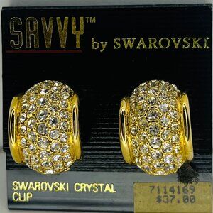 Gold-Toned Clip Earrings Featuring an Oval Design Savvy by Swarovski